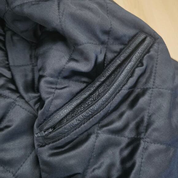 Gaby Men's Black Genuine Leather Jacket Overcoat with Quilted Lining Size M - Picture 7 of 11